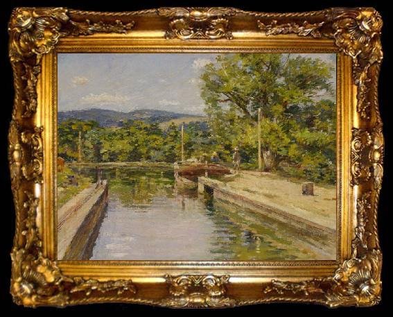 framed  Theodore Robinson Canal Scene, ta009-2